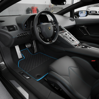 Customizable Black Leather Floor Mats For Lamborghini Aventador with Blue Trim