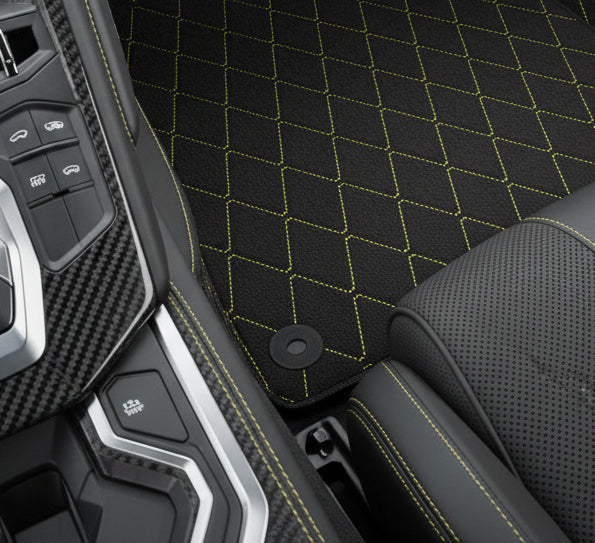 Customizable Leather Floor Mats with Vertical Hex Pattern for Lamborghini Temerario (2025-2026)