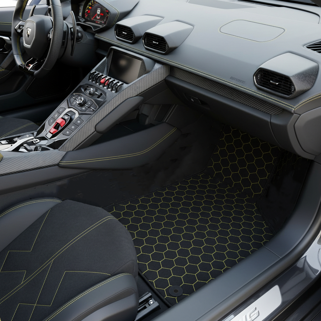 Personalisierbare Leder-Fußmatten mit Divario-Muster für Lamborghini Temerario (2025-2026) - AutoWin