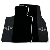 Black Floor Mats for Mini Cooper / One F55 5-Doors (2015-2023) with Leather | White Trim - AutoWin