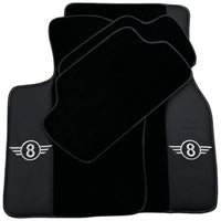 Black Floor Mats for Mini Cooper / One F55 5-doors (2015-2023) with Leather - AutoWin