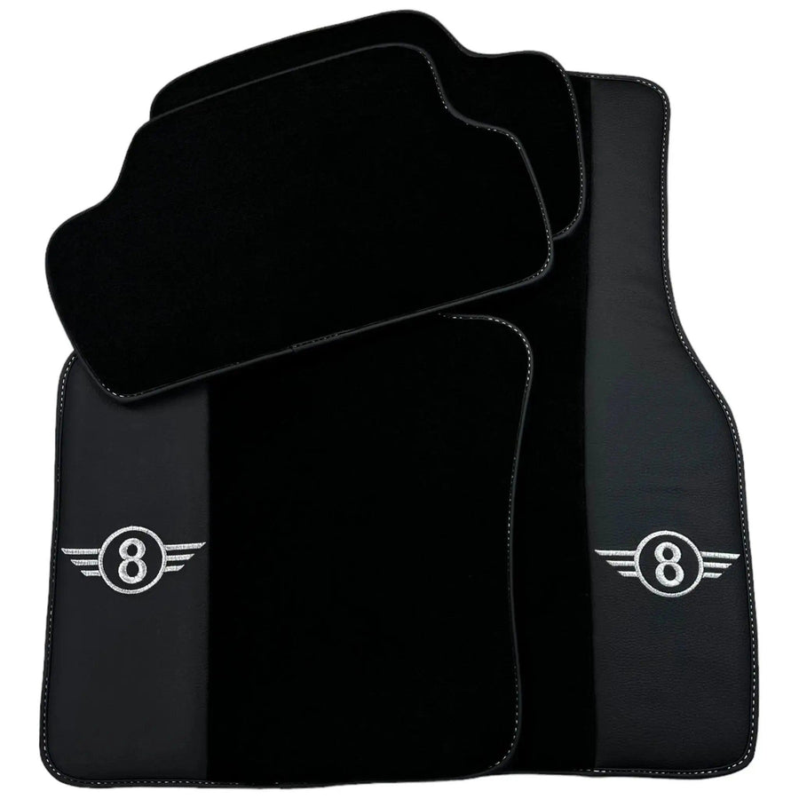 Black Floor Mats for Mini Cooper / One F56 3-doors (2014-2023) with Leather - AutoWin