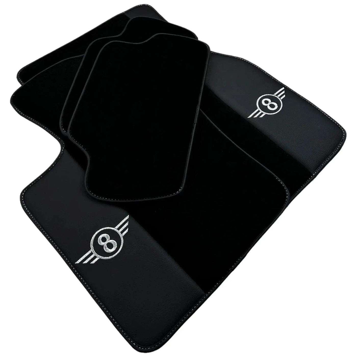 Black Floor Mats for Mini Cooper / One R50 (2001-2007) with Leather - AutoWin