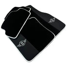 Black Floor Mats for Mini Cooper / One R50 (2001-2007) with Leather | White Trim - AutoWin