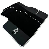 Black Floor Mats for Mini Cooper / One R50 (2001-2007) with Leather | White Trim - AutoWin