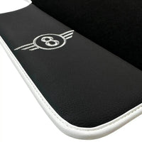 Black Floor Mats for Mini Cooper / One R50 (2001-2007) with Leather | White Trim - AutoWin