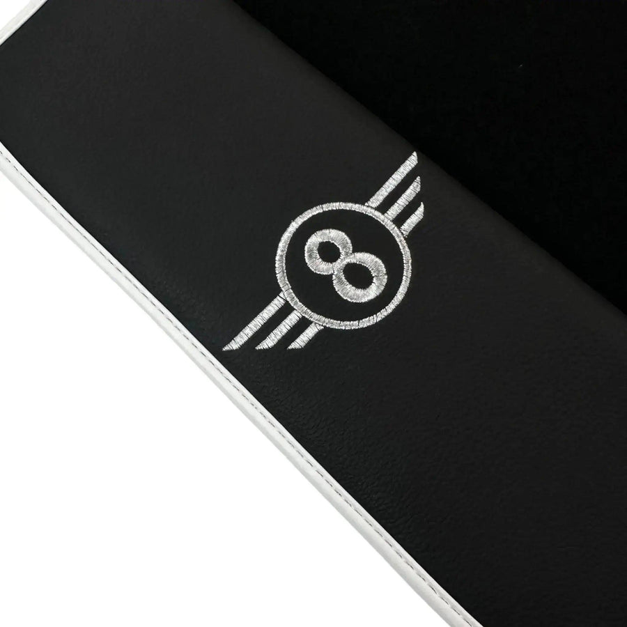 Black Floor Mats for Mini Cooper / One R53 (2001-2007) Cooper S with Leather | White Trim - AutoWin