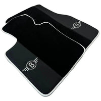 Black Floor Mats for Mini Cooper / One R56 (2007-2014) with Leather | White Trim - AutoWin