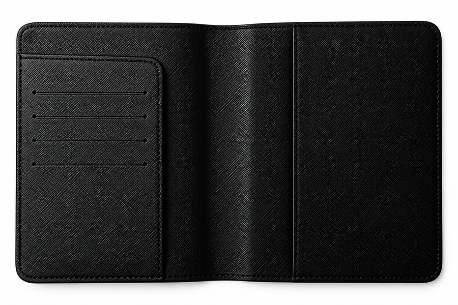 Porte-passeport AutoWin en cuir noir avec logo doré