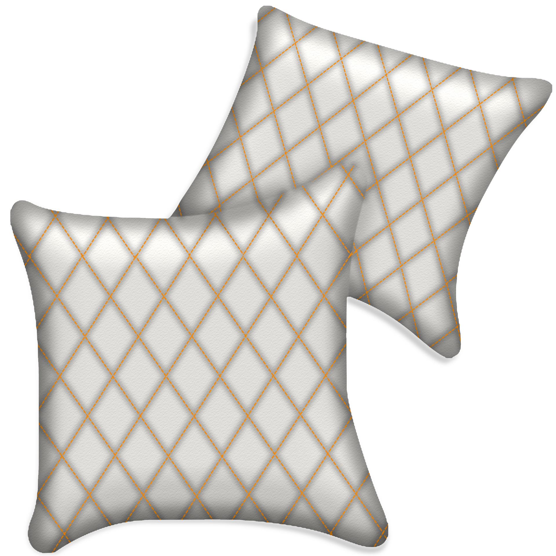 Customizable White Leather Pillows Set of 2 for All Vehicles | Single Diamond Pattern
