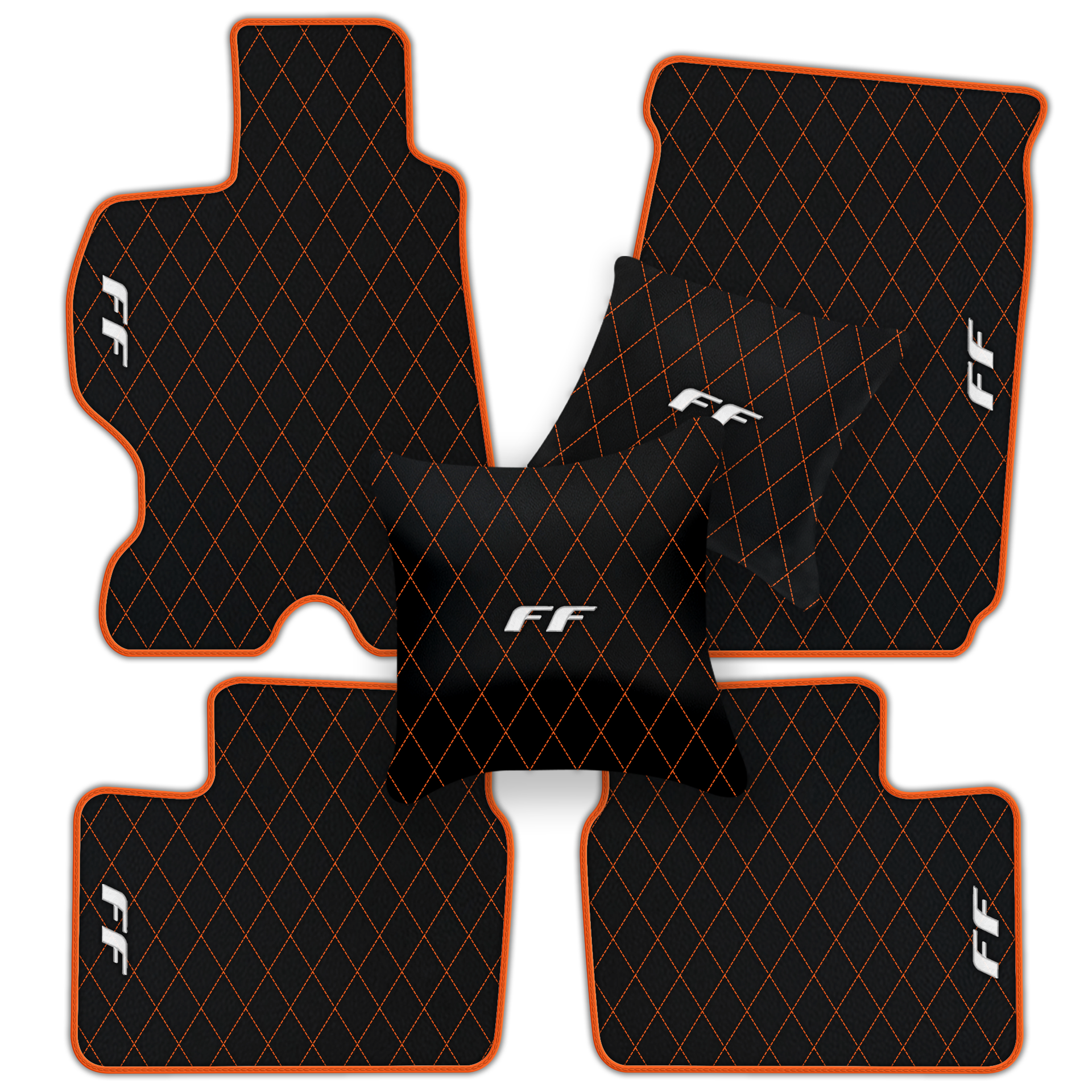 Luxury Black Leather Floor Mats for Ferrari Roma (2021-2024)