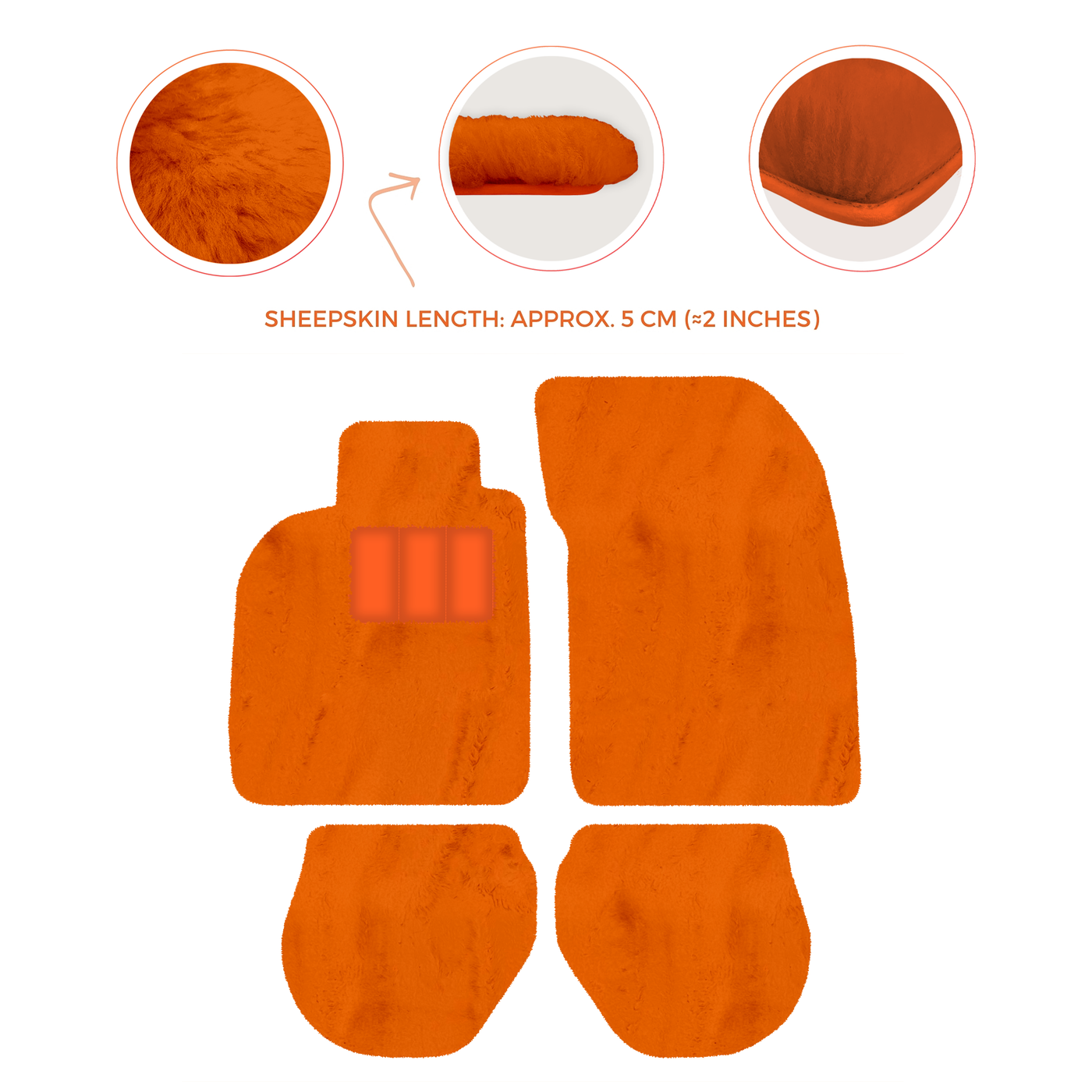 Sheepskin Floor Mats for Porsche 911-993 (1993-1998) - Sheepskin Length, Various Color Options