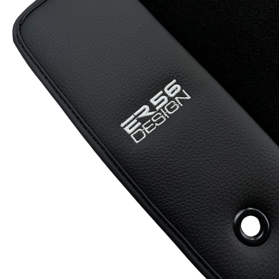 ER56 Design Black Floor Mats for Chevrolet Camaro SS Sedan (2013-2017) with Leather