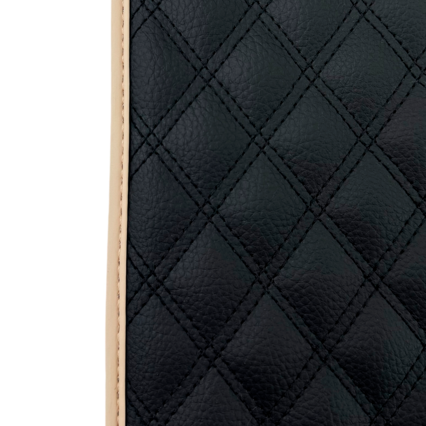 Black Stitched Leather Floor Mats for Maserati GranTurismo (2007-2019) | Beige Trim