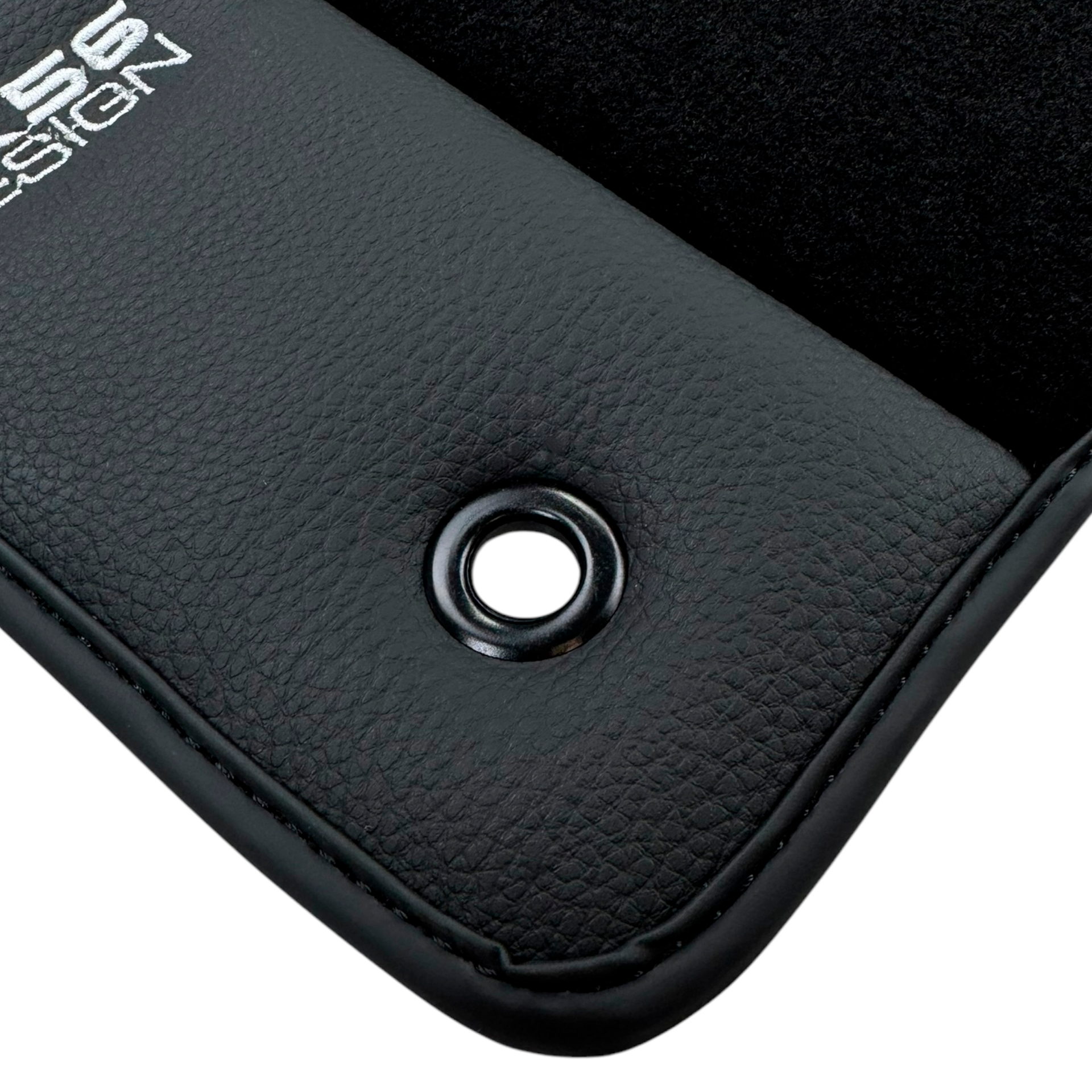 ER56 Design Black Floor Mats for Jeep Wrangler JK (2007-2018) 5 Doors Double Fixation with Leather