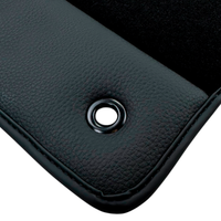 Black Floor Mats for Chevrolet Matiz Hatchback (2016-2024) with Leather | AutoWin