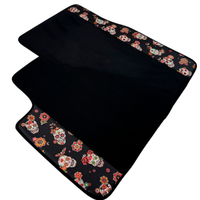 Black Car Floor Mats for Rolls-Royce Cullinan (2018-2025) with Black Floral Skull Design