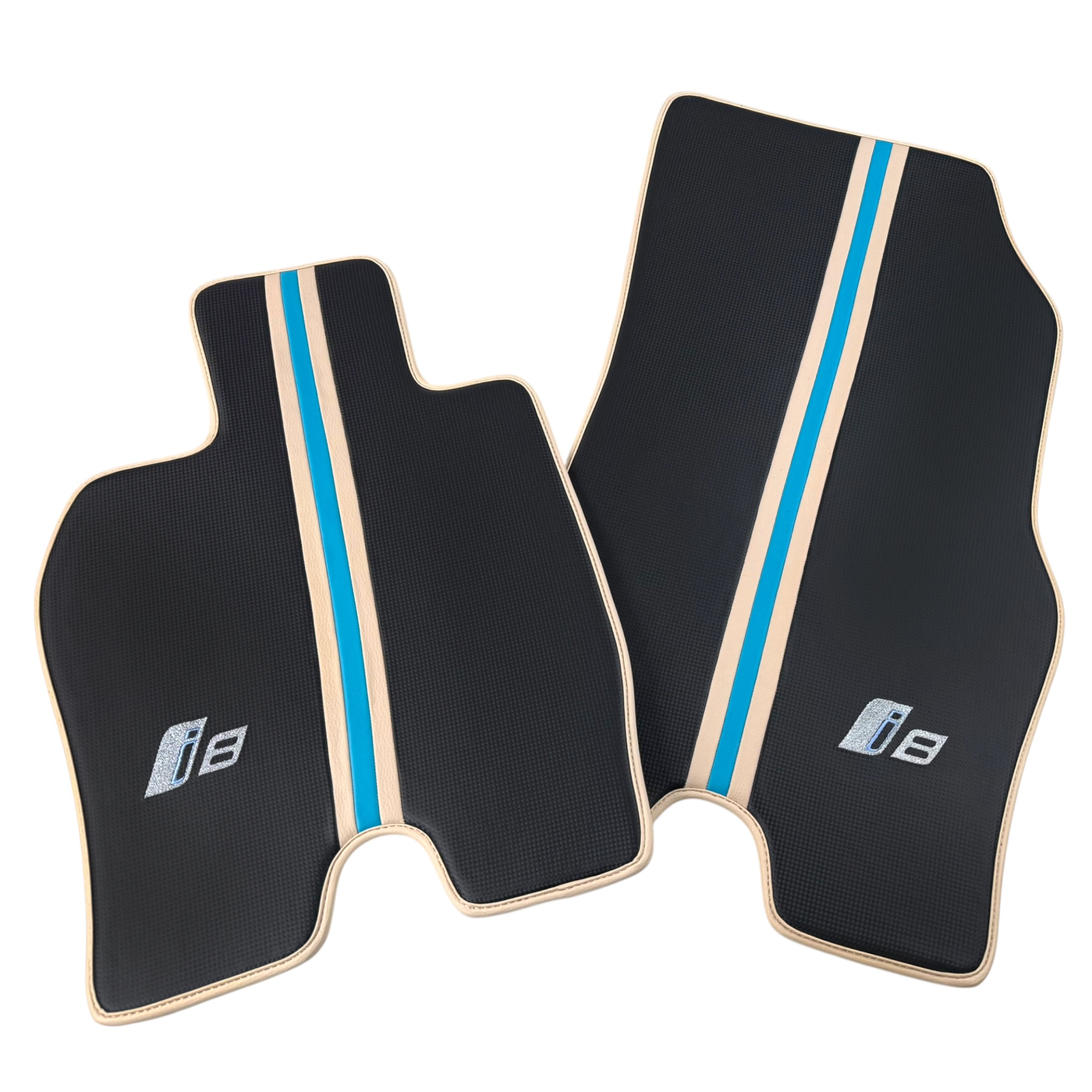 Fußmatten aus Carbonfaser für BMW i8 Serie L12 L15 | Cremefarbenes Leder