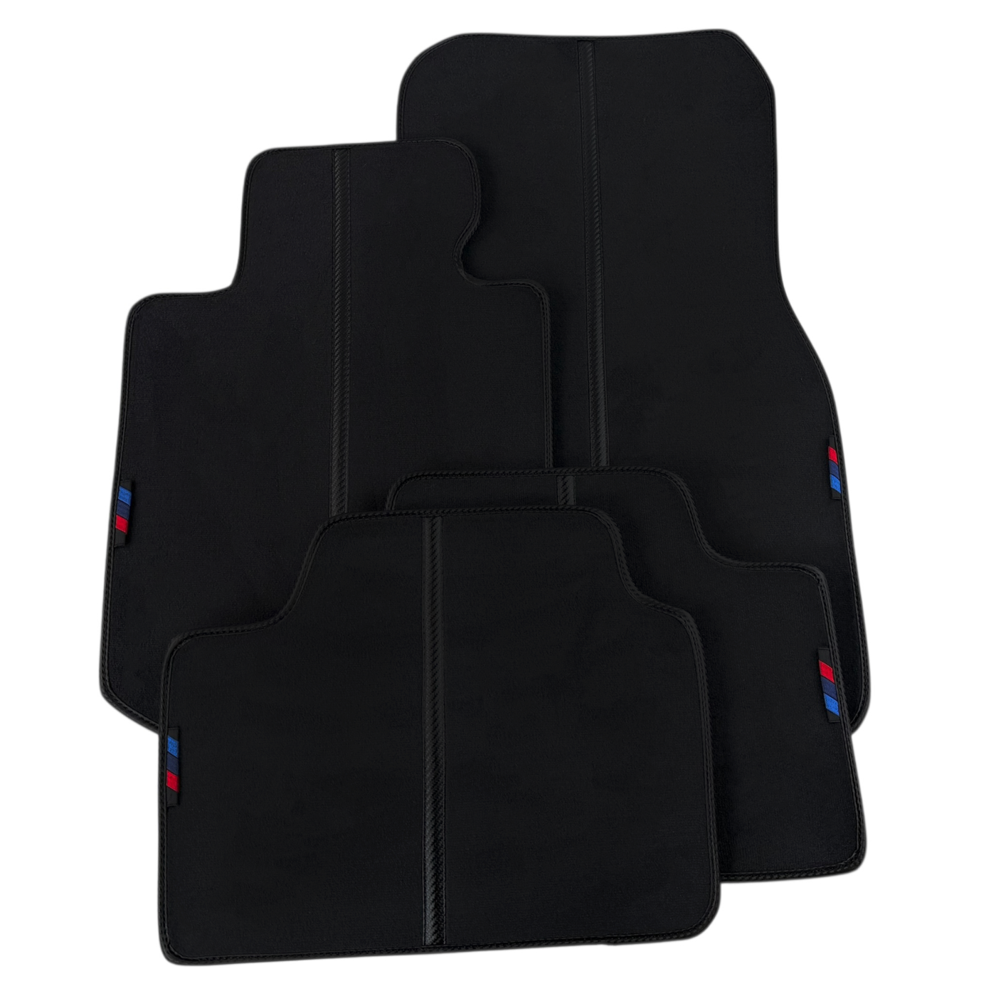 Black Floor Mats for BMW X2 Series F39 with Carbon Fiber Style Detailing