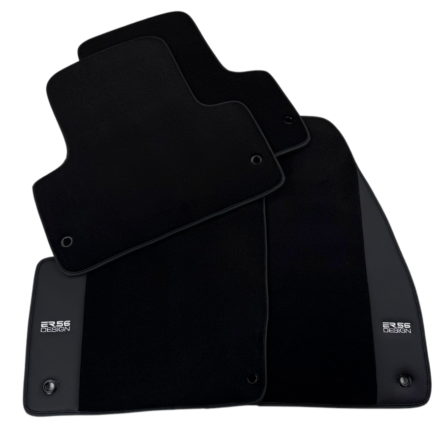 ER56 Design Black Floor Mats for Jeep Compass (2020-2024) Plug-in Hybrid with Leather