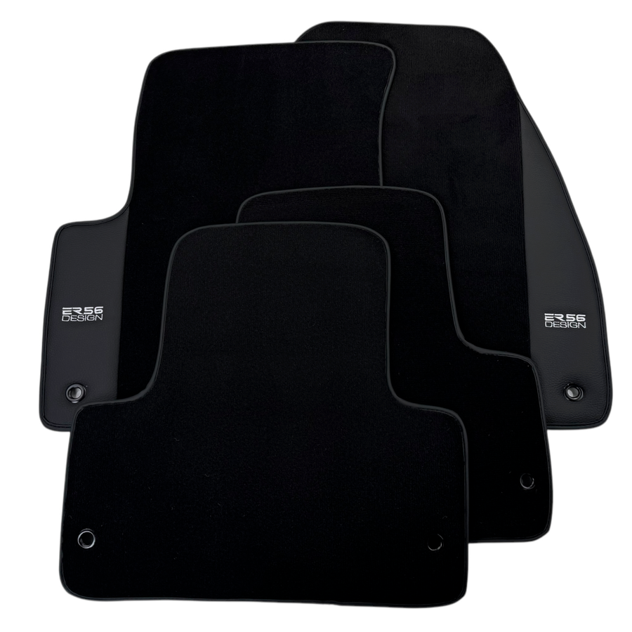 ER56 Design Black Floor Mats for Jeep Compass (2020-2024) Plug-in Hybrid with Leather
