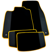 Black Floor Mats for Porsche Taycan (2019-2023) with Leather | Yellow Trim