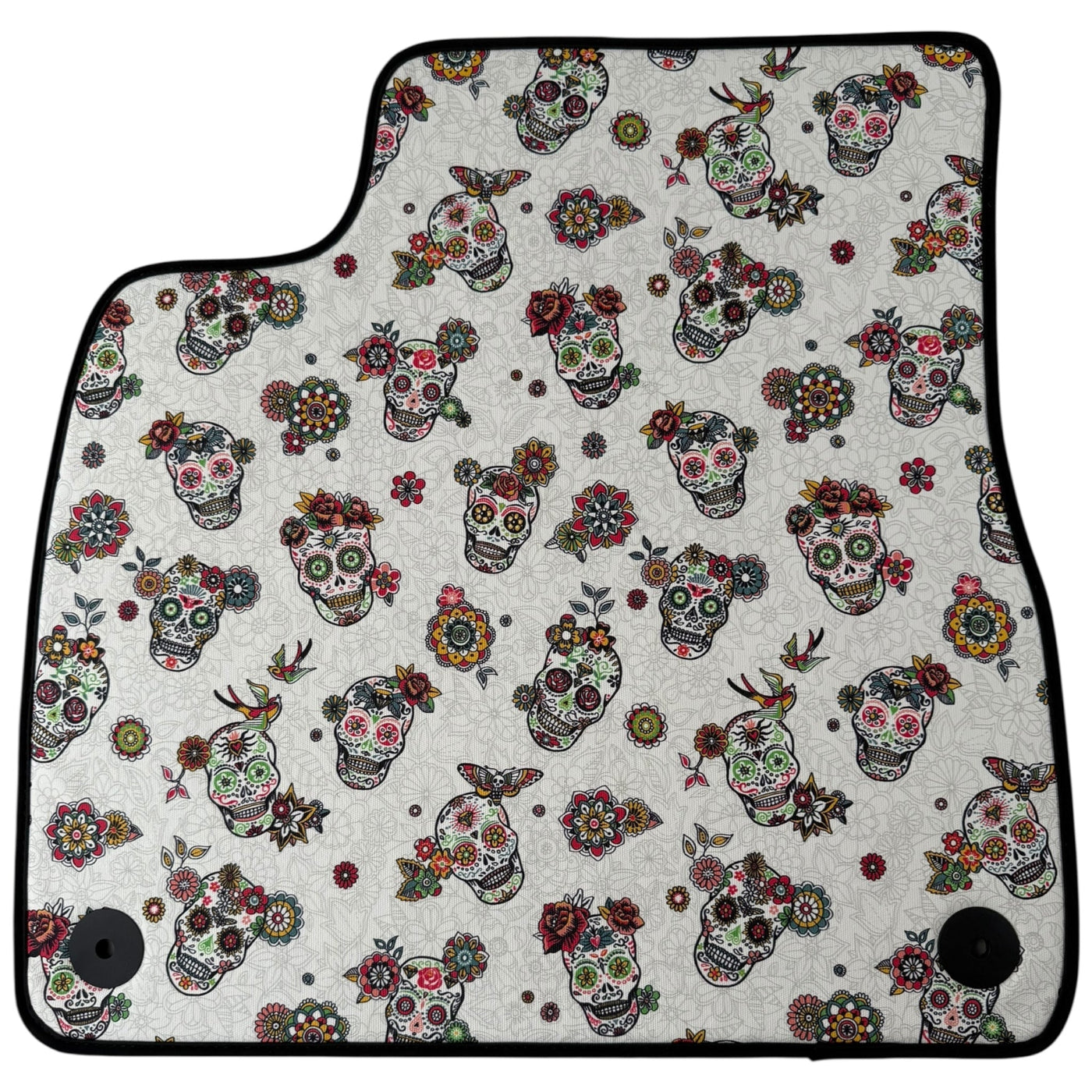 White Floral Skull Design Car Floor Mats for Lamborghini Urus (2018-2026)