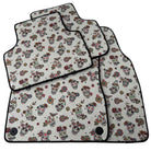 White Floral Skull Design Car Floor Mats for Lamborghini Urus (2018-2026)