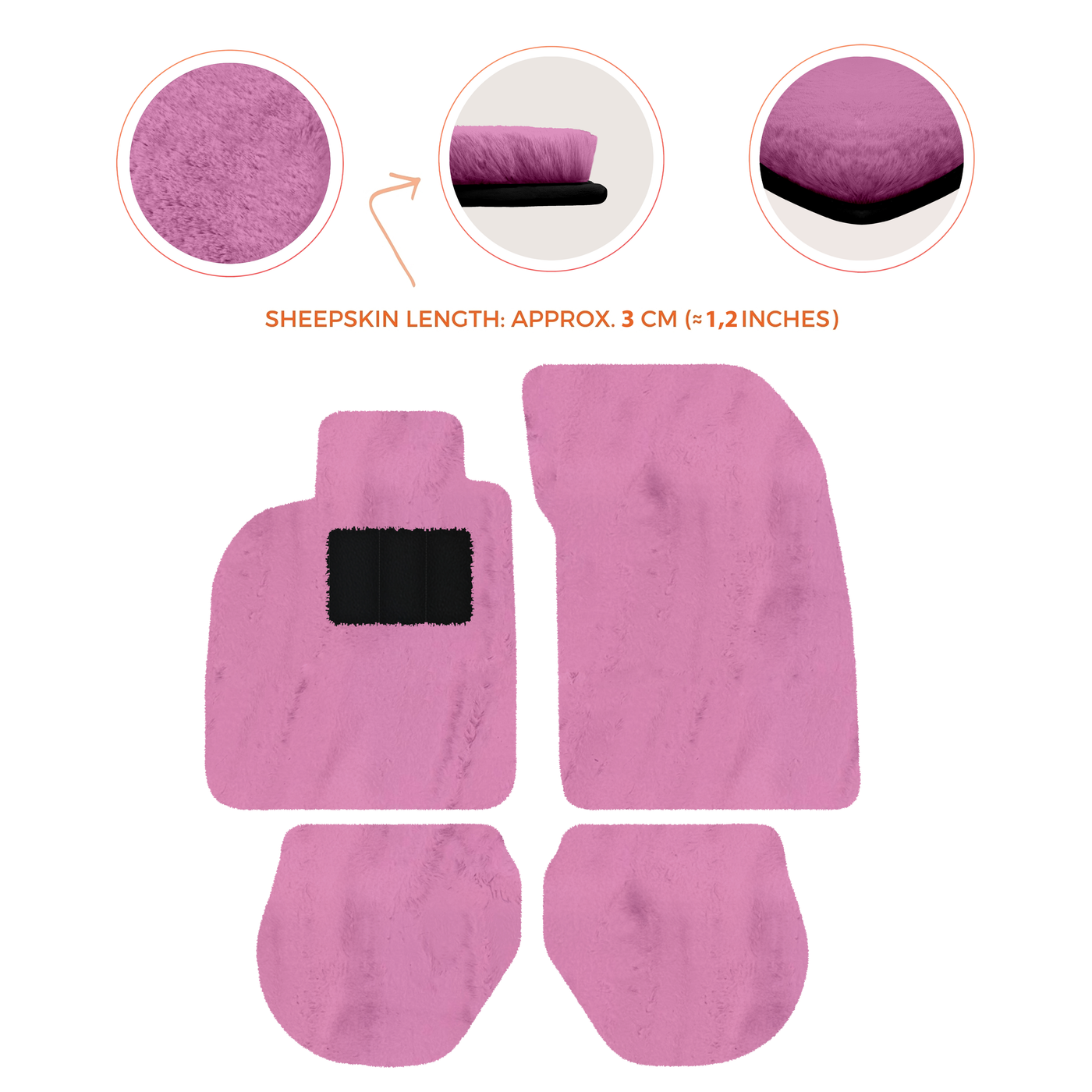 Sheepskin Floor Mats for Porsche 911-993 (1993-1998) - Sheepskin Length, Various Color Options