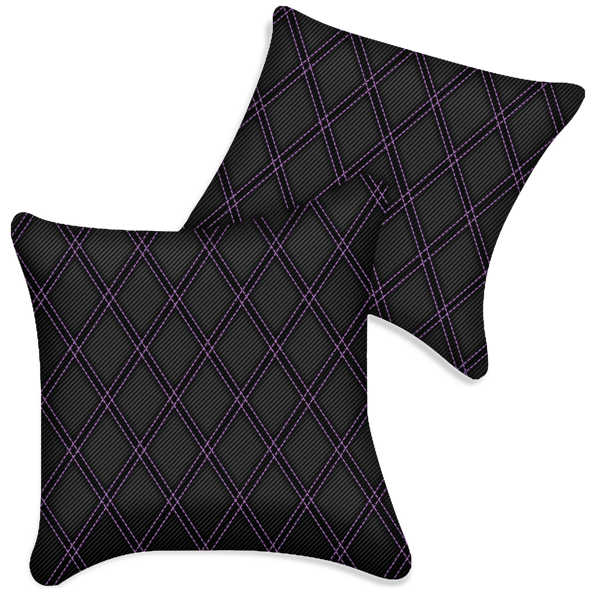 Customizable Black Carbon Fiber Pillows Set of 2 for All Vehicles | Double Diamond Pattern