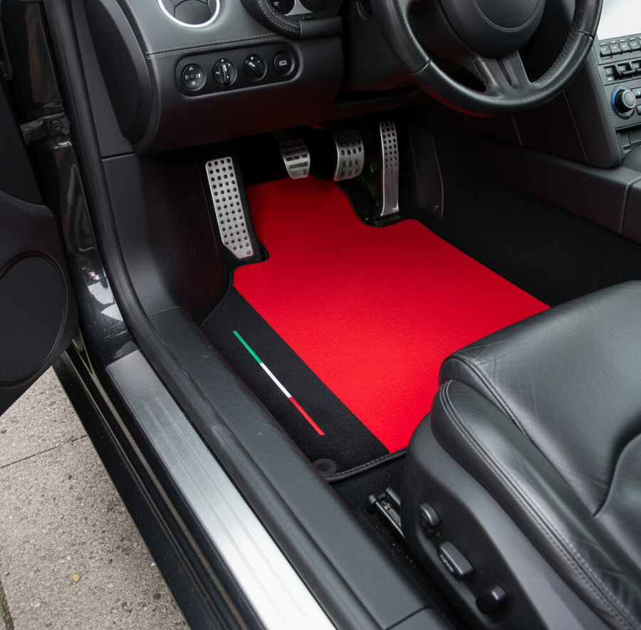 Tapis de voiture rouges sur mesure pour Lamborghini Gallardo avec cuir Alcantara