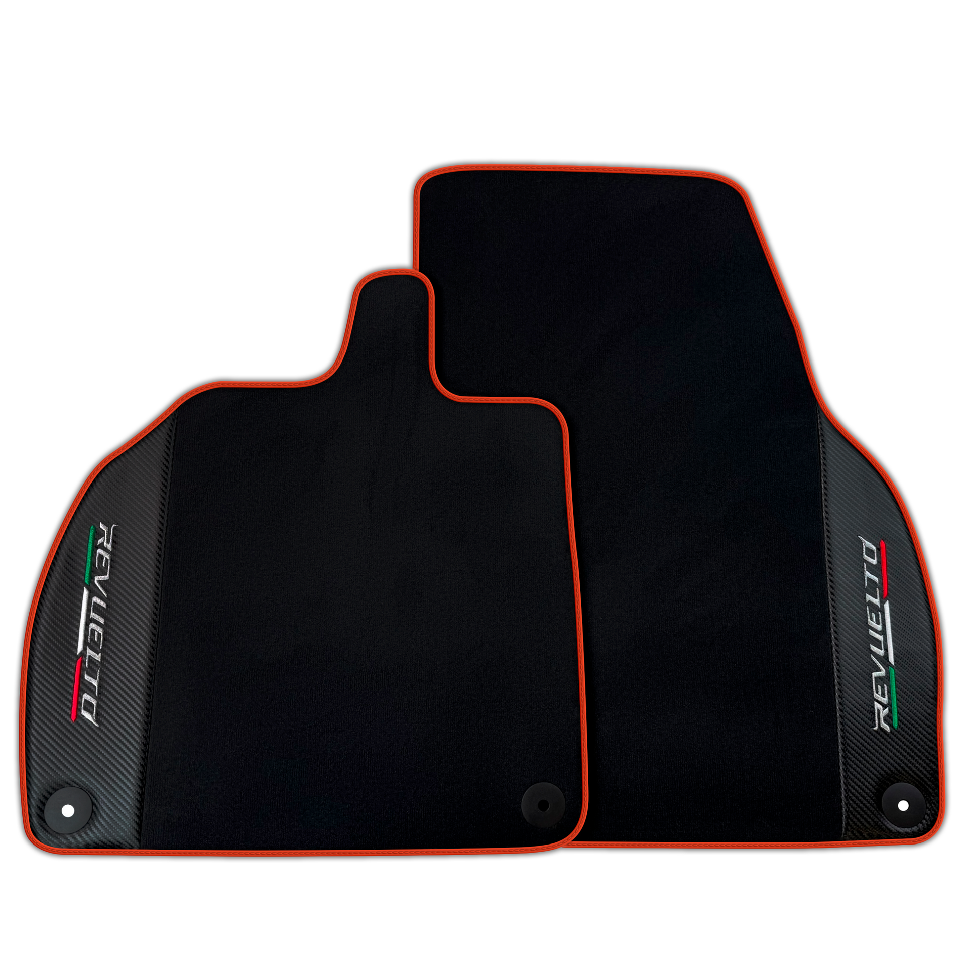 Black Floor Mats with Carbon Fiber for Lamborghini Revuelto (2024-2025) | Various Trim Colors