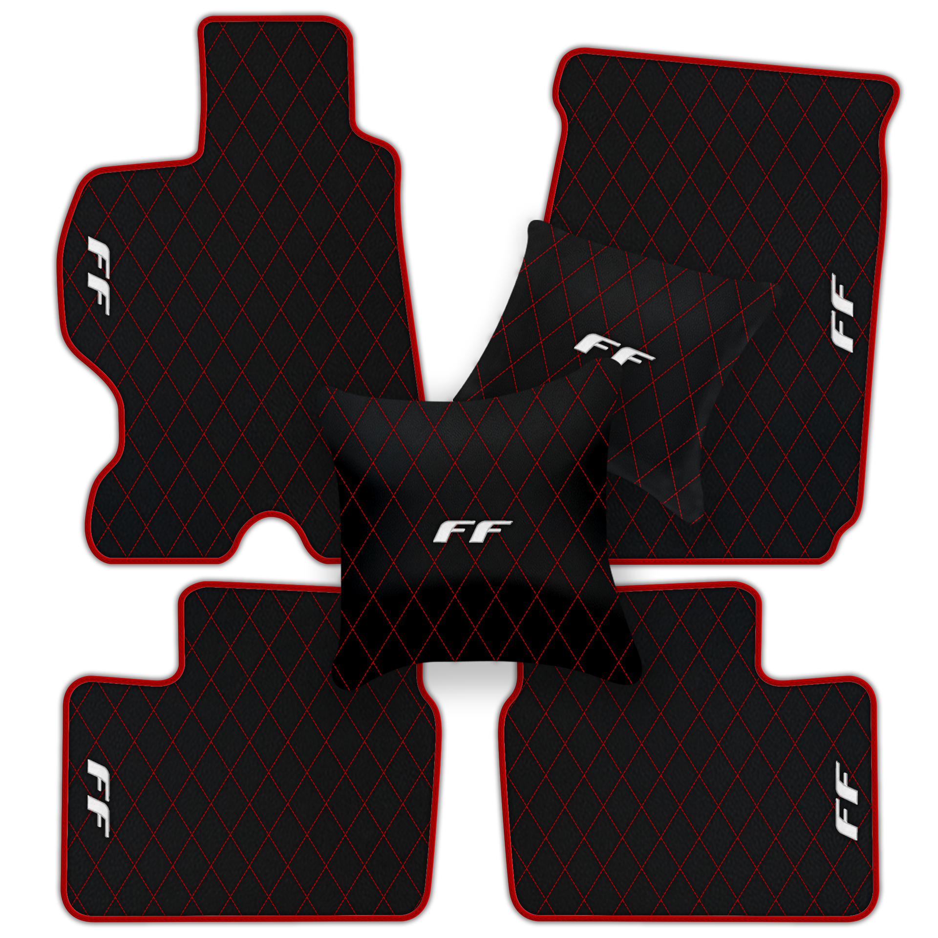 Luxury Black Leather Floor Mats for Ferrari Roma (2021-2024)
