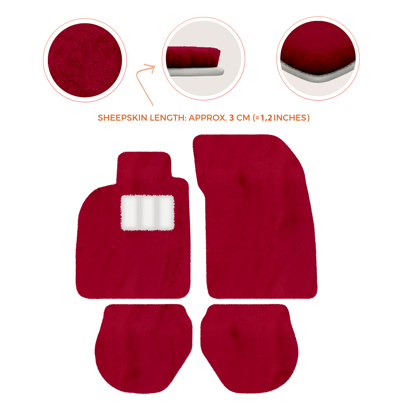 Sheepskin Floor Mats for Porsche 911-993 (1993-1998) - Sheepskin Length, Various Color Options