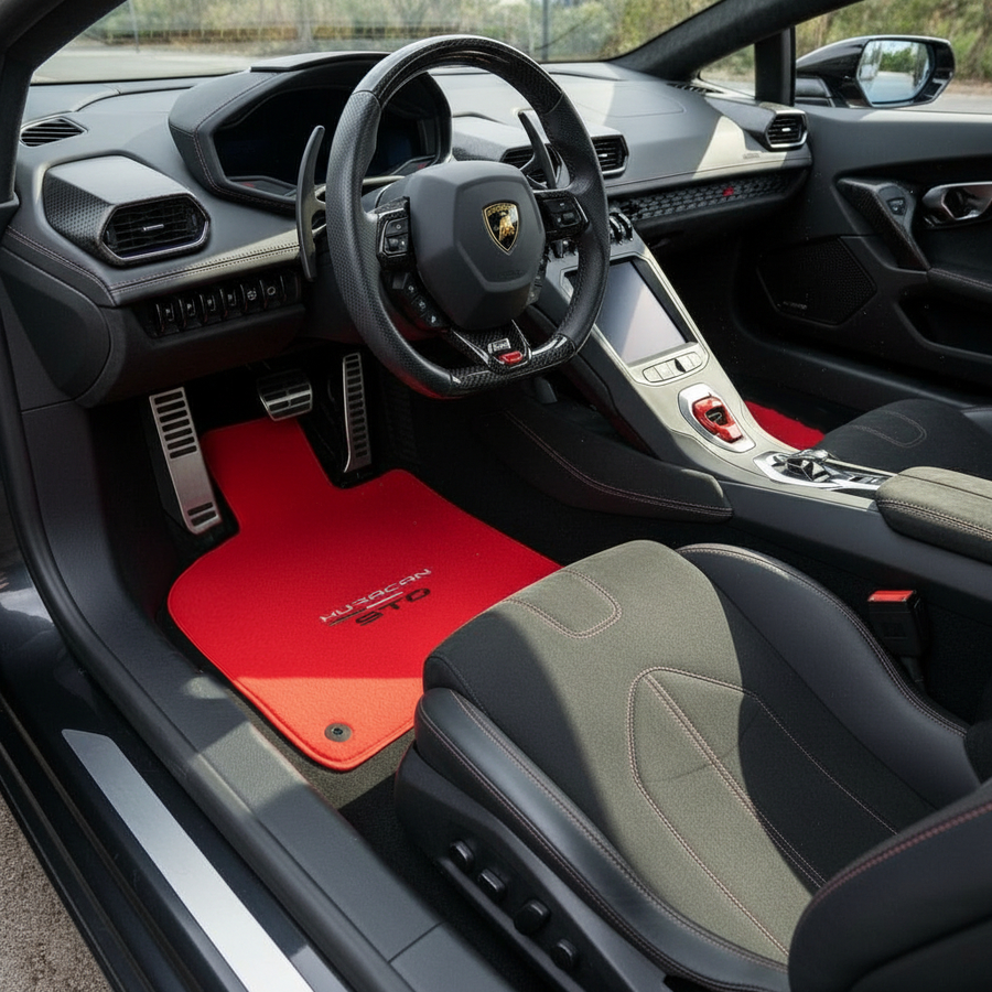 Rote Fußmatten für Lamborghini Huracan STO