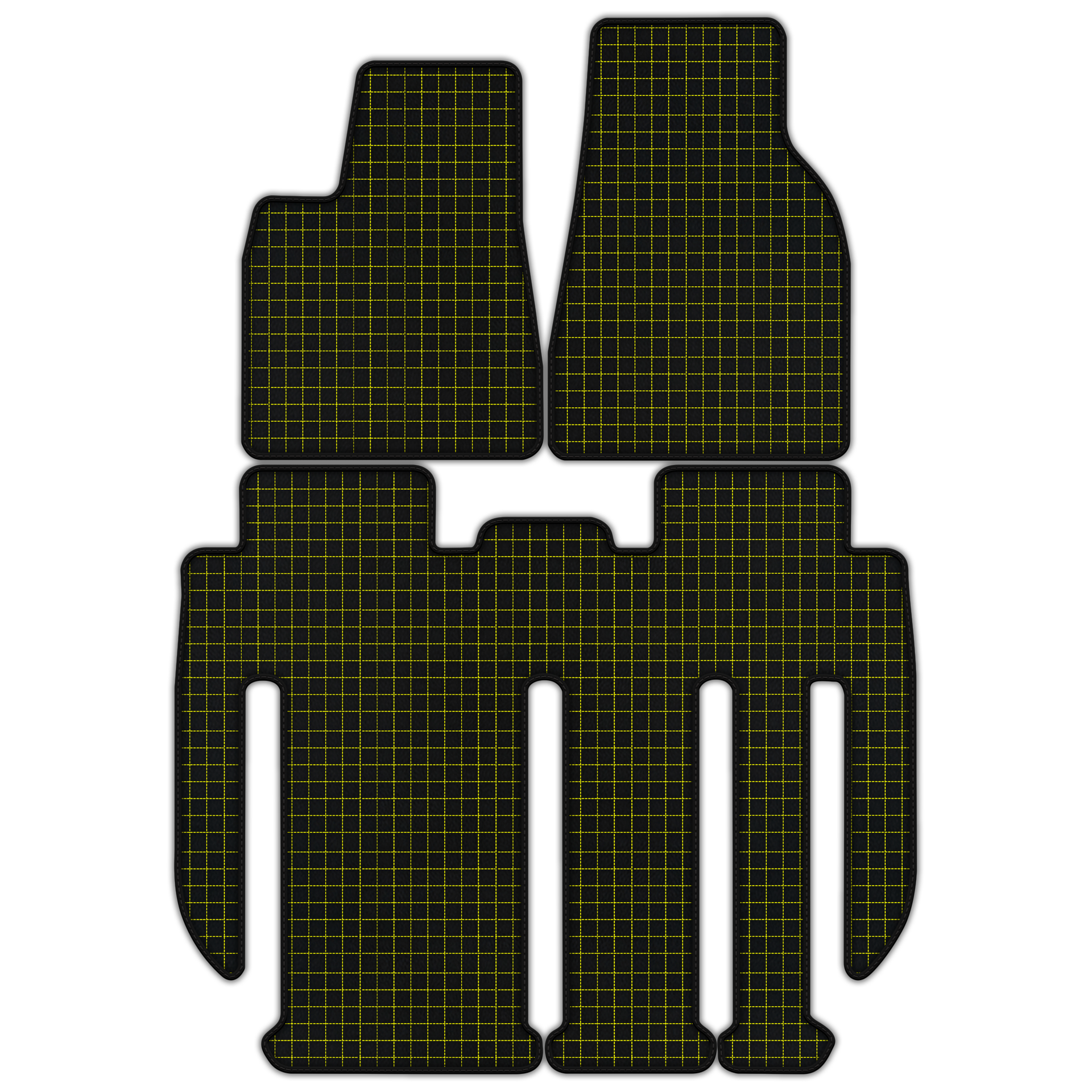 Customizable Leather Floor Mats with Square Pattern for Tesla Model X - 7 Seats (2017-2025)