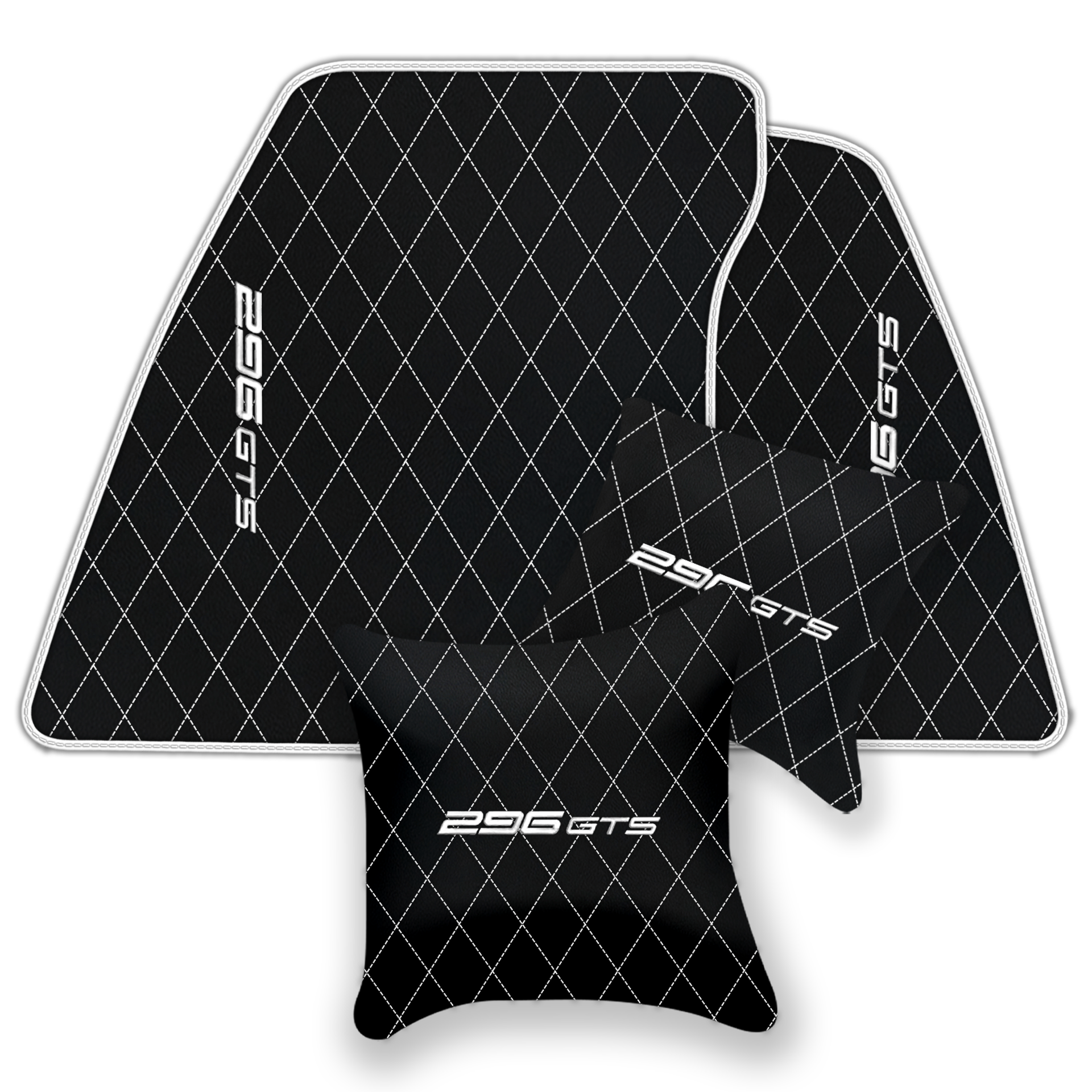 Ferrari 296 GTB Black Leather Floor Mats | Stylish & Durable