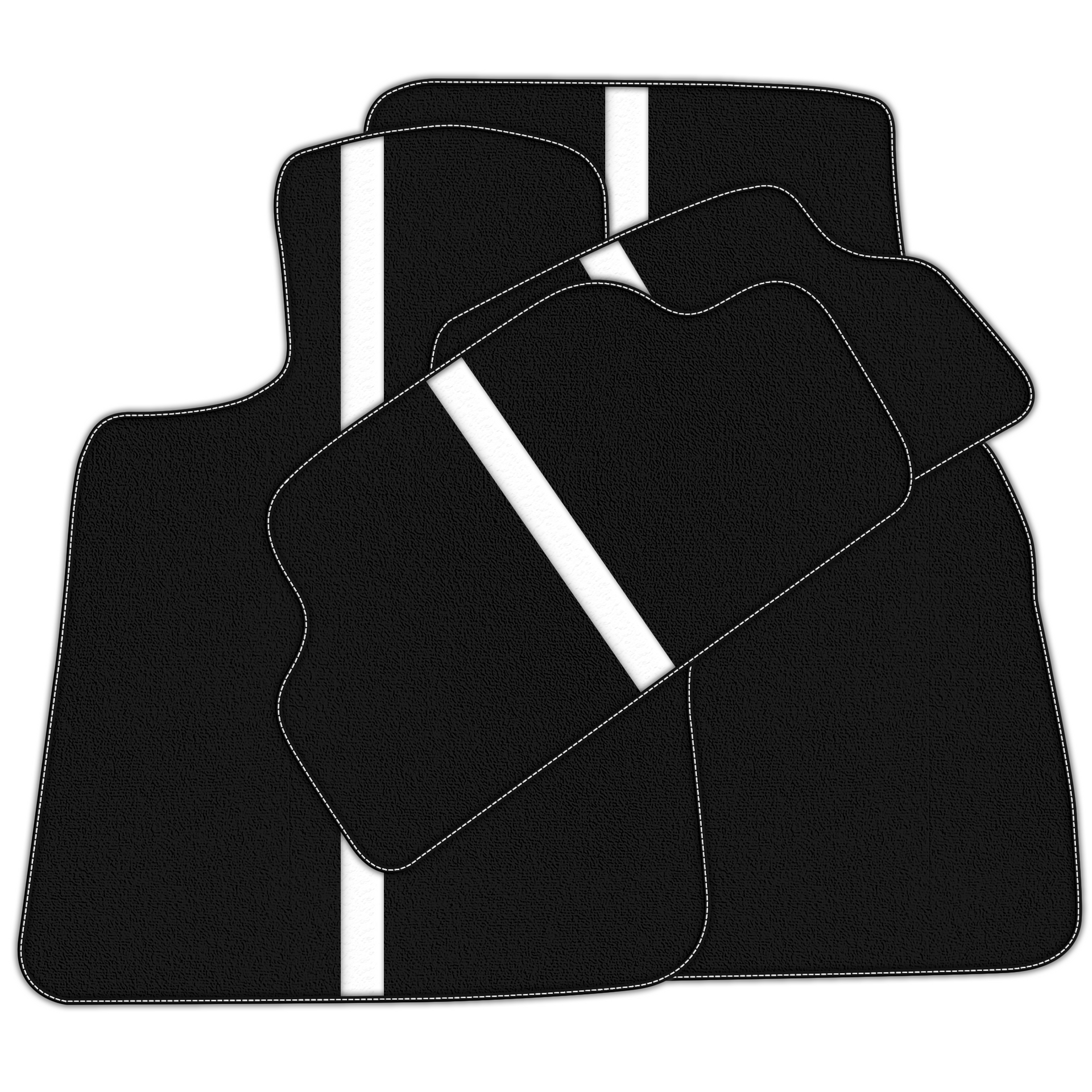 Black Floor Mats with Leather Line for Mini Cabrio F57 Convertible (2016-2023) - Various Colors