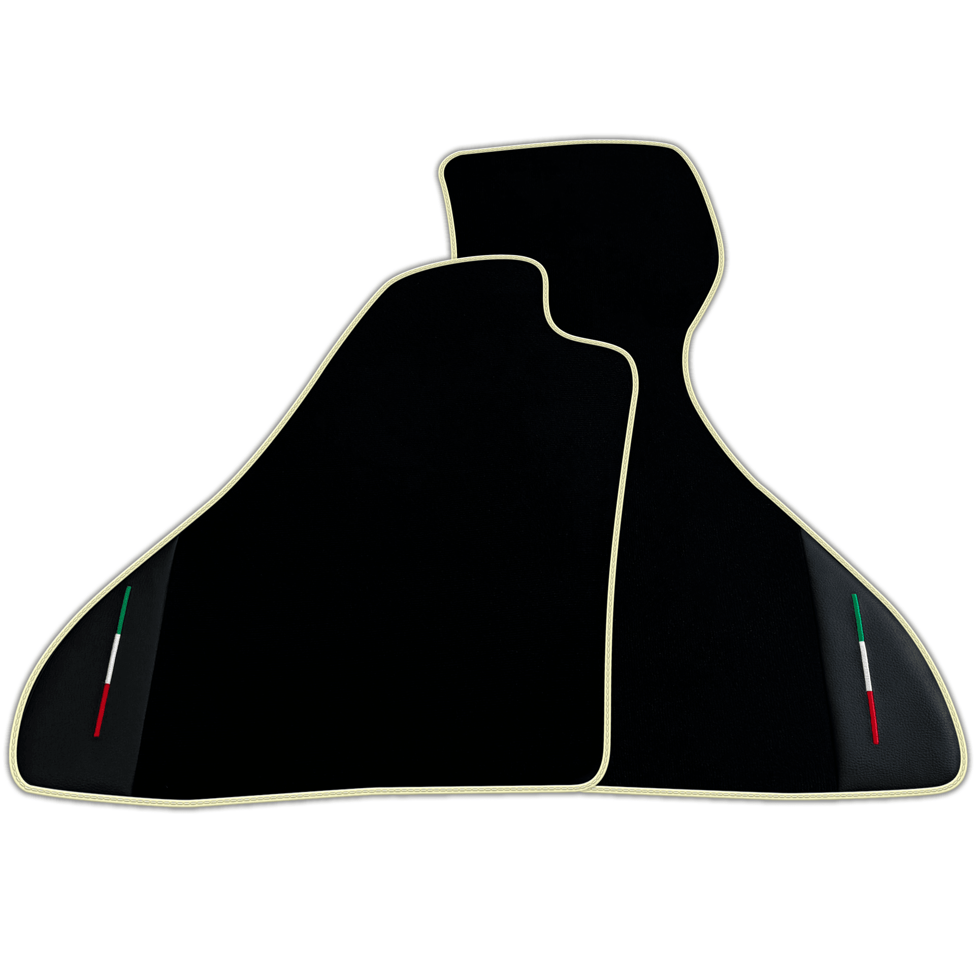 Black Floor Mats for Ferrari Mondial Convertible (1983-1993) with Leather | Italian Edition