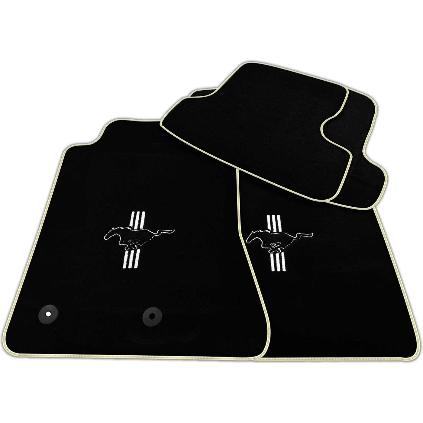 Black Floor Mats For Ford Mustang VI (2015-2023) with Pony | Various Trim Colors