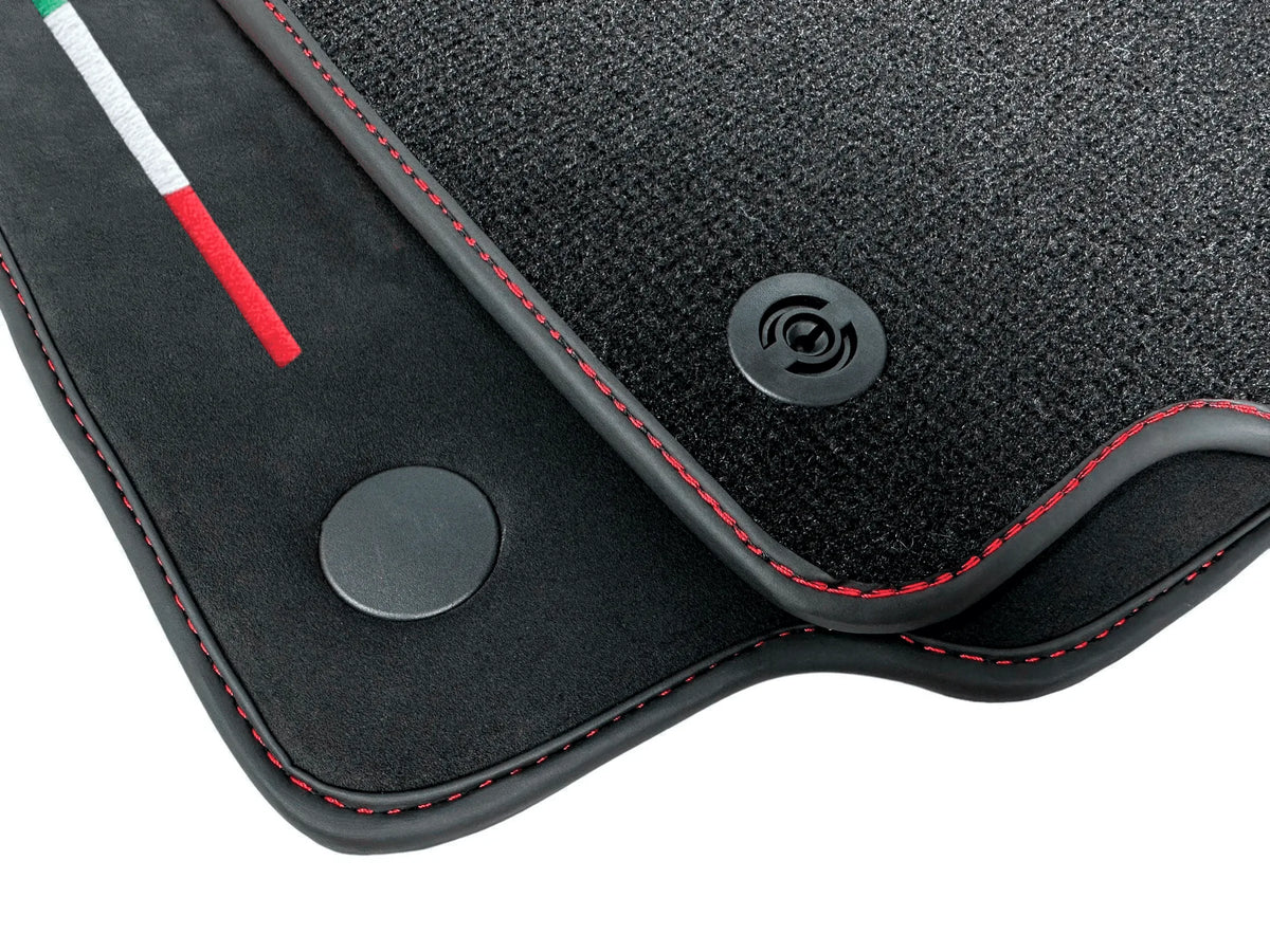 Alcantara Floor Mats for Ferrari 488 Spider 2016-2022 Red Sewing - AutoWin
