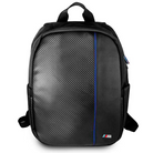BMW 15.6" Laptop Black Backpack with Carbon Fiber Design | Blue Stripe