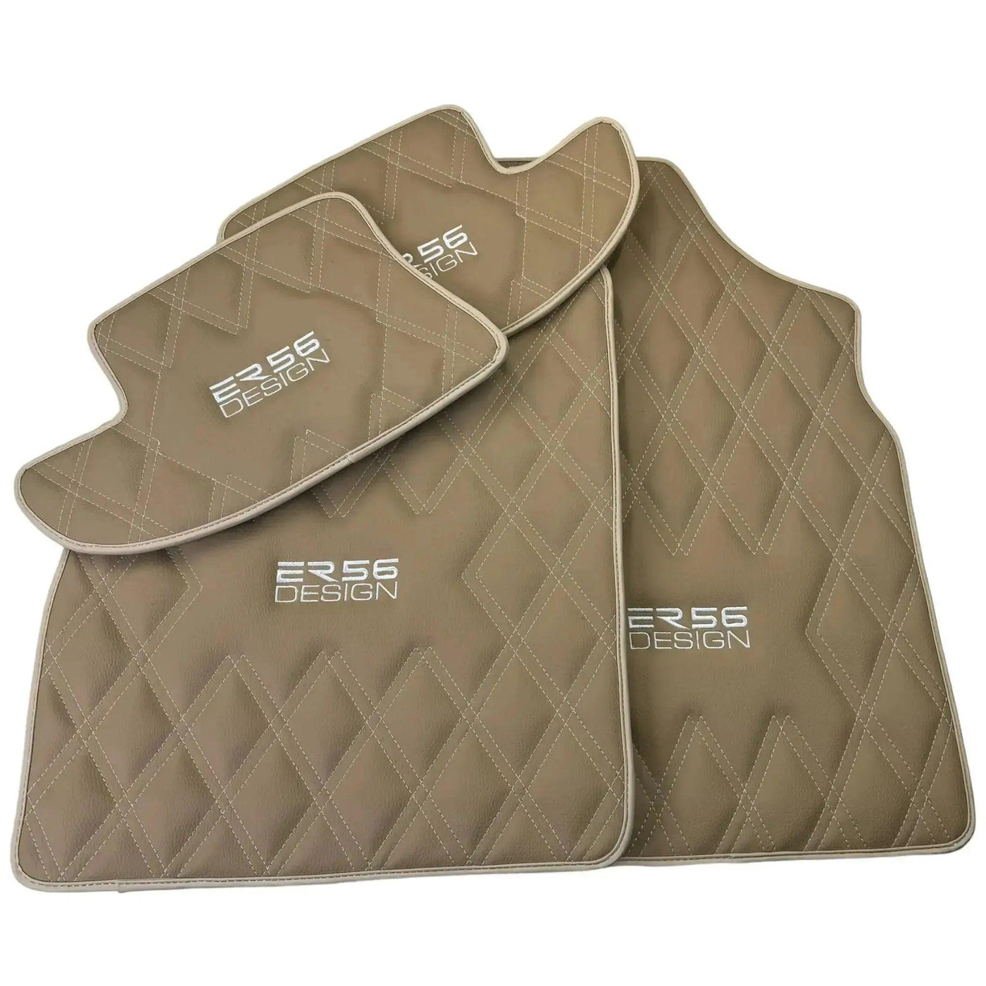 Beige Floor Mats for Bentley Continental GT (2018–2023) with Leather | ER56 Design - AutoWin