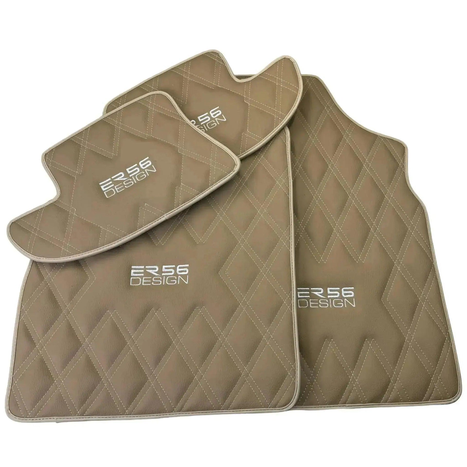 Beige Floor Mats for Bentley Continental GTC (2006–2011) with Leather | ER56 Design - AutoWin