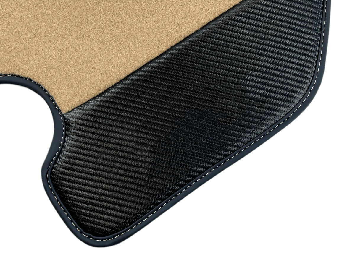 Beige Floor Mats For Ferrari F430 2004-2009 With Carbon Fiber Leather - AutoWin