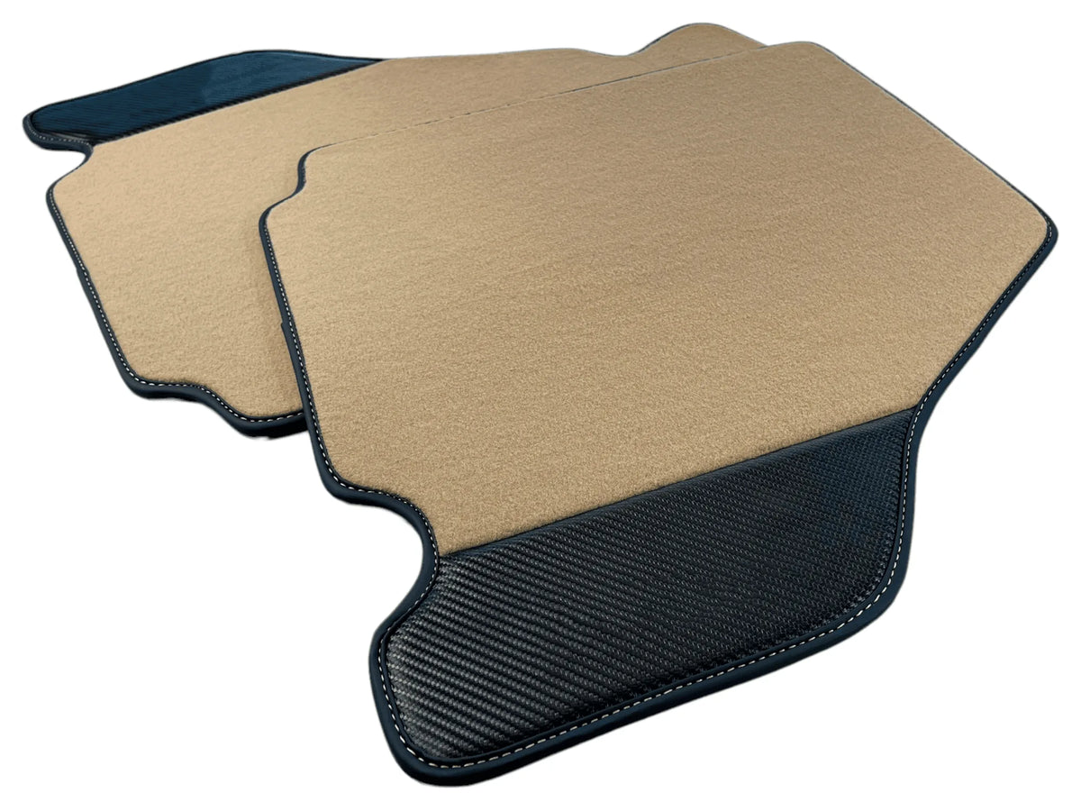 Beige Floor Mats For Ferrari F430 2004-2009 With Carbon Fiber Leather - AutoWin