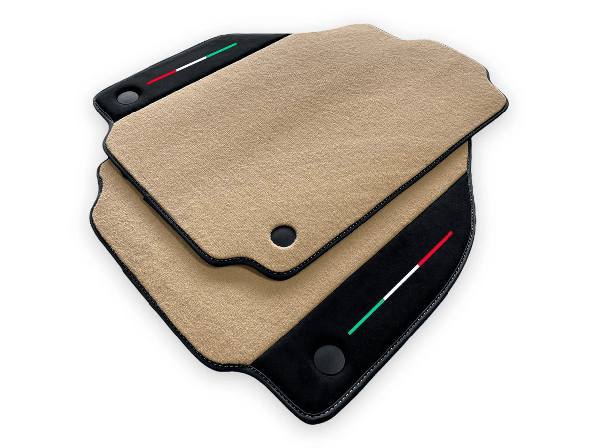 Beige Floor Mats For Ferrari F8 Tributo 2019-2022 With Alcantara Leather - AutoWin