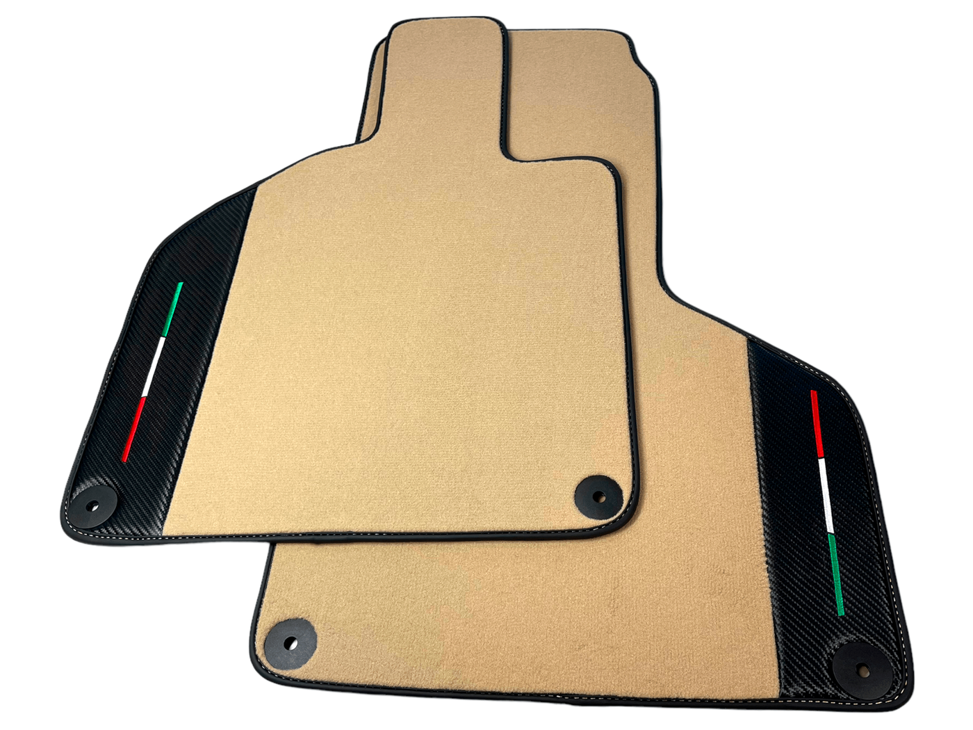 Custom Beige Floor Mats for Lamborghini Huracan with Carbon Fiber Leather
