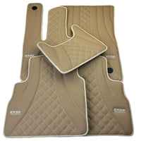 Beige Leather Floor Mats for Mercedes-Benz W463 (2018-2023) ER56 Design - AutoWin