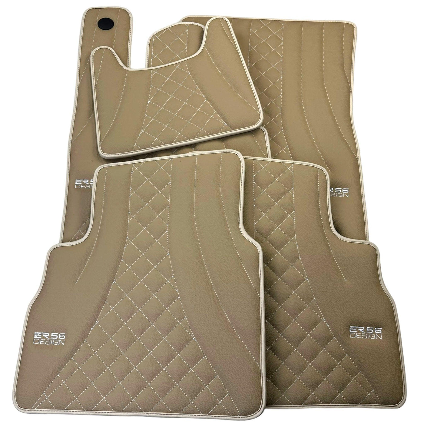 Beige Leather Floor Mats for Mercedes-Benz W463 (2018-2023) ER56 Design - AutoWin